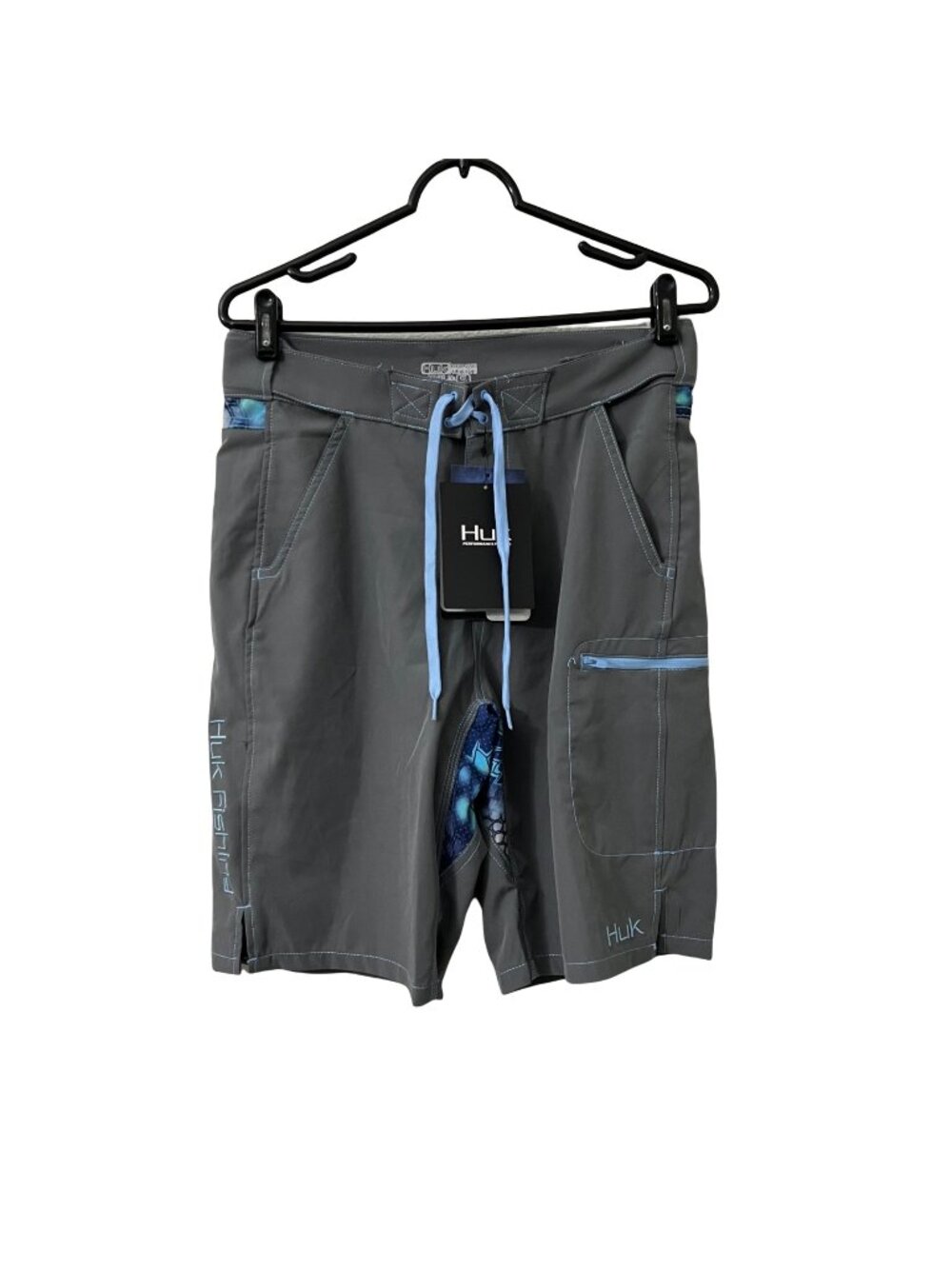 Huk Performance Fishing Next Level Board Shorts Gray Blue Mens Size Small